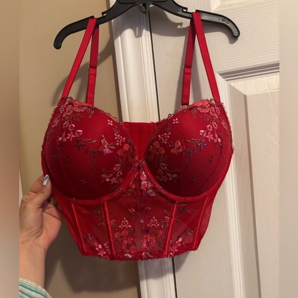 Victoria's Secret Other - Victoria's Secret Red Floral Lace Bustier